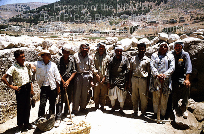 Fld XIII.1; Typical area team of 1 American grad student supervisor and 8 workmen from local village and refugee camp. (1966, ID: cColepShechem006, Source: slide, Repository: NPAPH-project, Creator(s): Dan P. Cole)
