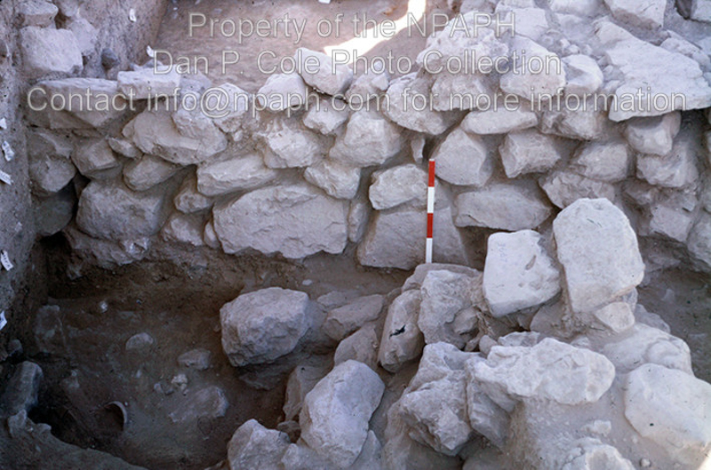 Fld XIII.4; Two LB walls and tumbled upper-course boulders in center. (1966, ID: cColepShechem031, Source: slide, Repository: NPAPH-project, Creator(s): Dan P. Cole)