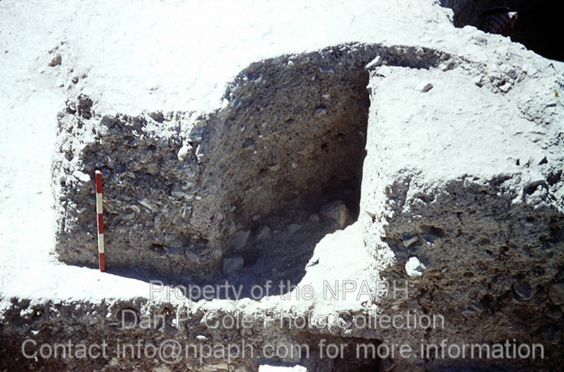 Fld V; Cavity where temple pillar had been robbed out of Iron Age. (1960, ID: cColepShechem037, Source: slide, Repository: NPAPH-project, Creator(s): Dan P. Cole)