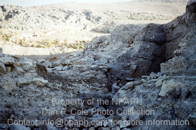 Fld VI.2; Area cut from surface alongside MB ruins exposed in 1920s. (1962, ID: cColepShechem040, Source: slide, Repository: NPAPH-project, Creator(s): Dan P. Cole)