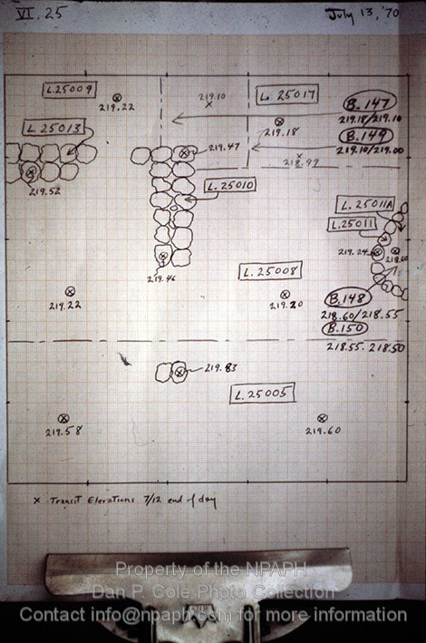 Fld VI; Each day a new top plan was added into the area notebook. (1970, ID: cColepGezer068, Source: slide, Repository: NPAPH-project, Creator(s): Dan P. Cole)