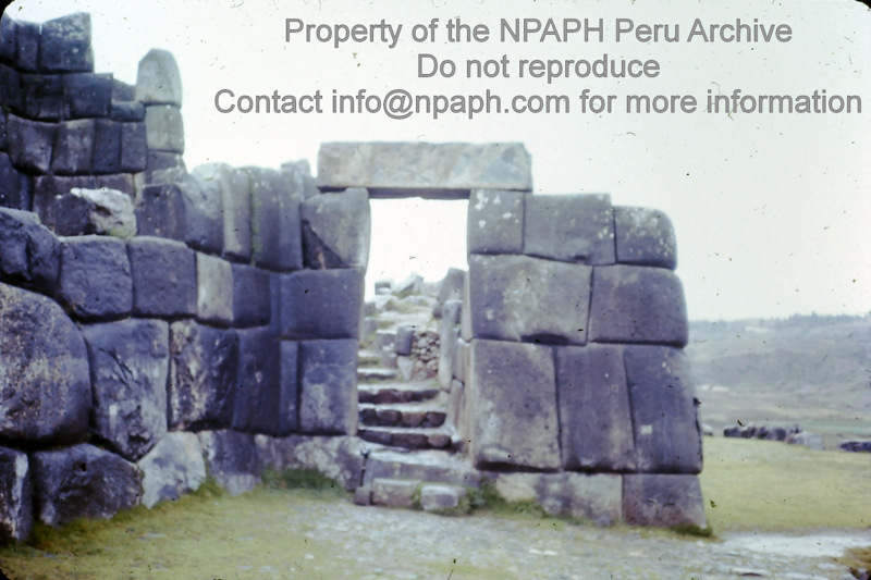 Site of Sacsayhuaman, site above Inca capital of Cusco. Function probably more ceremonial than defensive (1975-1976; ID: cTugenpPeru0284; Source: slide; Depository: NPAPH; Creator: Philip Tugendrajch)