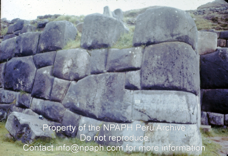 Site of Sacsayhuaman, site above Inca capital of Cusco. Function probably more ceremonial than defensive (1975-1976; ID: cTugenpPeru0285; Source: slide; Depository: NPAPH; Creator: Philip Tugendrajch)