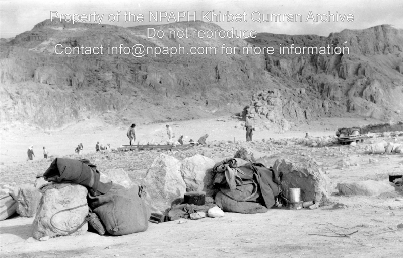 Place to sleep for Bedouin men during the excavation (23 March 1954; ID: cBoerpQumran12.21; Source: photo; Depository: NPAPH; Creator(s): Leo Boer)